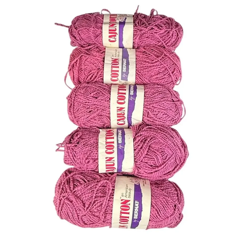 Bernat Cajun Cotton Yarn Antique Lilac 36352 Lot J 5 Skeins 100% Cotton Vintage